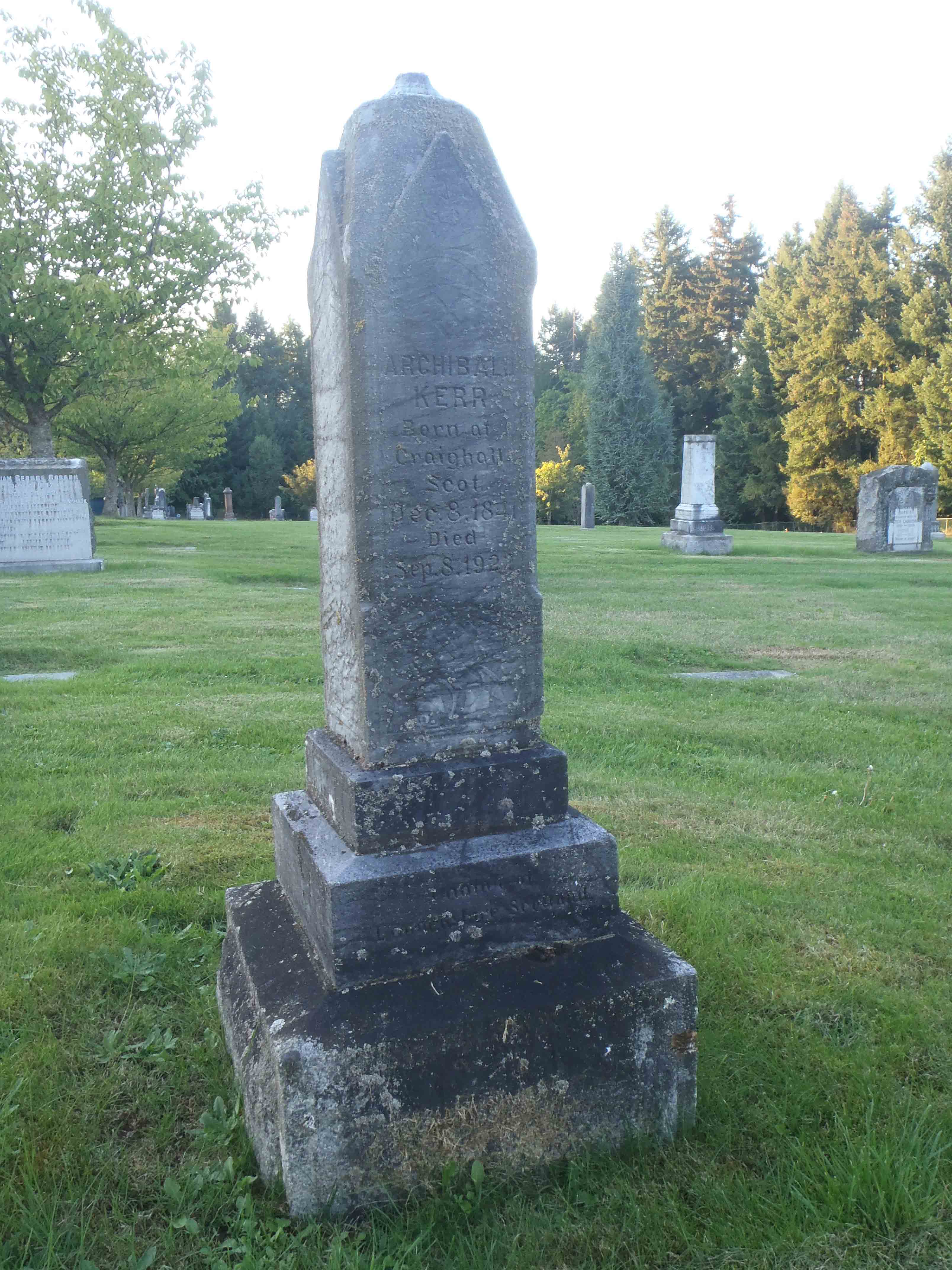 Archibald Kerr grave, Ladysmith cemetery